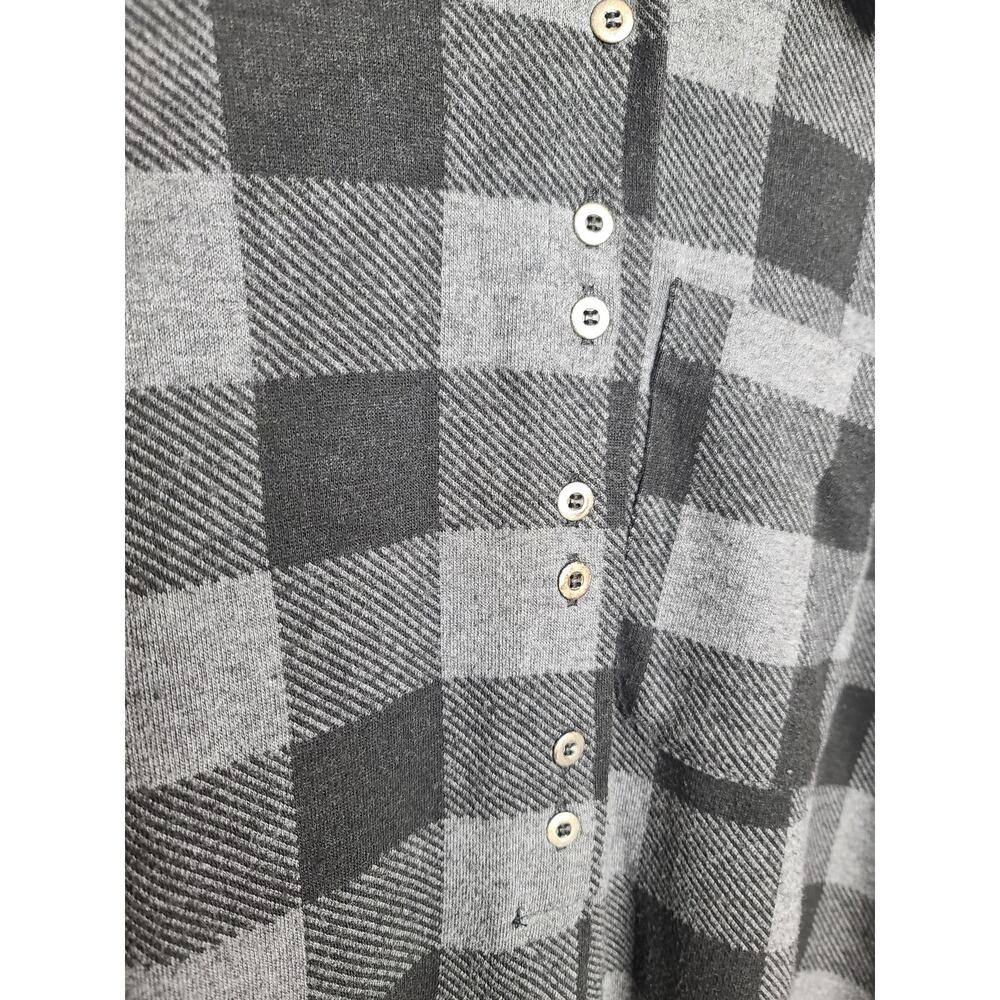 Soft Surroundings black grey buffalo plaid button down pullover dress - medium - Picture 3 of 6
